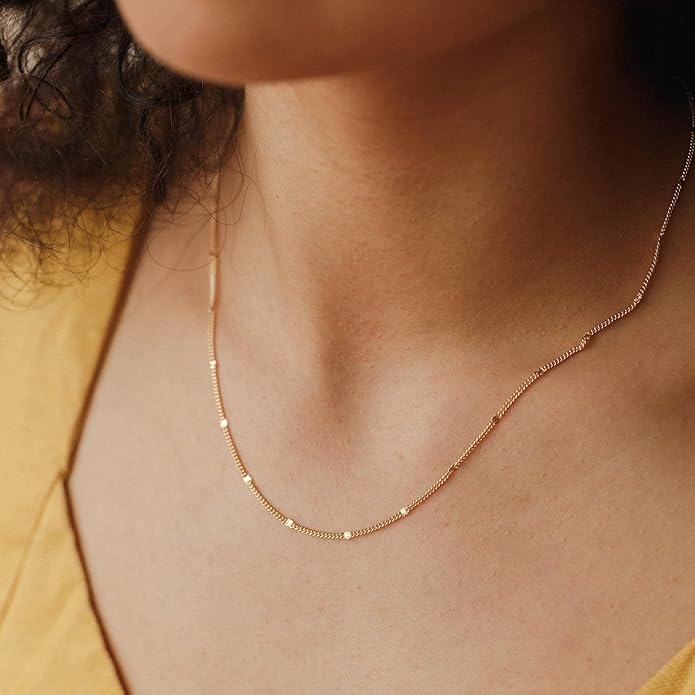 Gold Layered Necklaces for Women, 14K Gold Plated Dainty Gold Chain Choker Necklace Stack, Herringbone Gold Necklaces Set