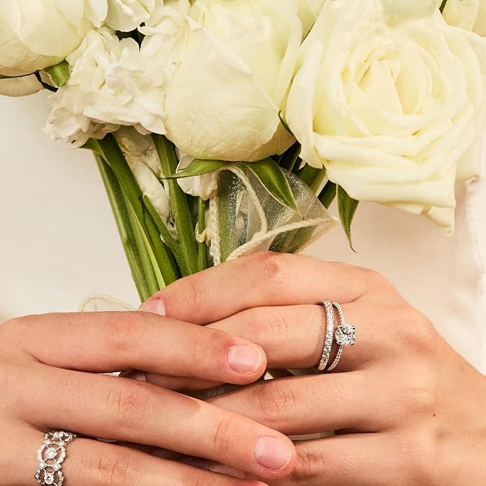 AGVANA Eternal Glow 0.42 Ct. Tw. Lab Grown Diamond Ladies Eternity Wedding Anniversary Stackable Band Ring in Sterling Silver Engagement Promise Wedding Band Ring for Women (D-E Color, VS Clarity)