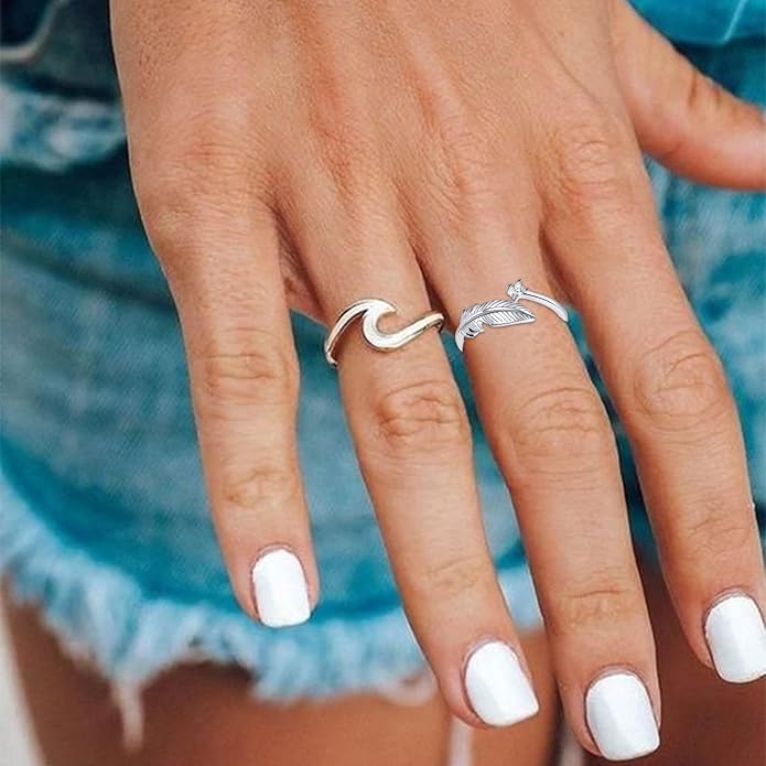 OOOPEL Sterling Silver Adjustable Ring S925 Silver Rings for Women Cubic Zirconia Twist Love Knot Dainty Ring Silver Minimalist Open Finger Rings Silver Thumb Sterling Silver Ring