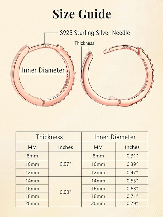 FaithHeart Sterling Silver Hoop Earrings for Women, Hypoallergenic Huggie Hoop Earrings Lightweight Small Cartilage Earrings Hoop Earring Dainty Everyday Earrings 6/8/10/12/14/15/16/18/20mm