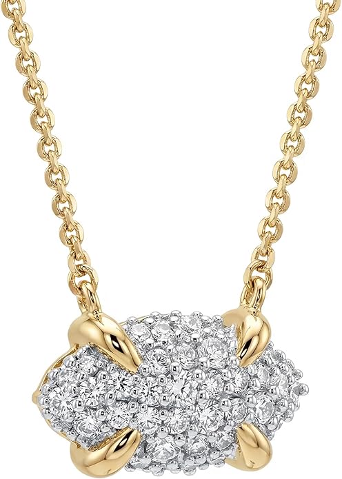 MEVECCO Dainty Gold Necklace For Women 18k Gold Plated Full CZ Pendant Necklace Handmade Necklace Jewelry Everyday Wear