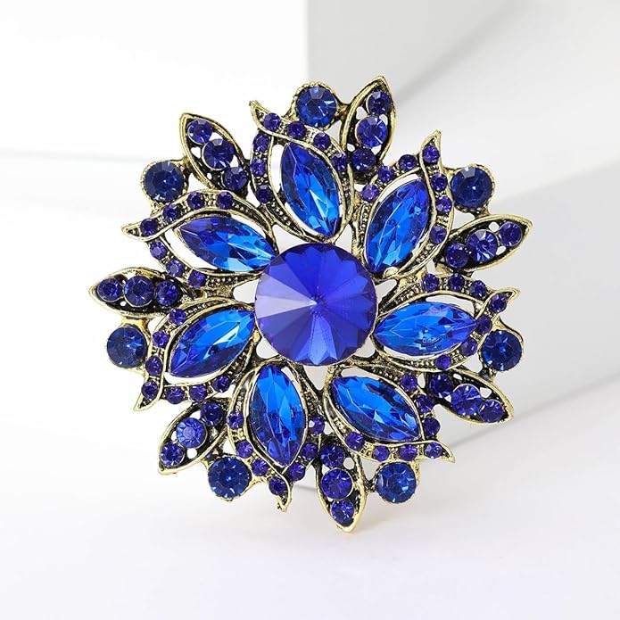 Rhinestone Flower Brooch for Women Vintage Crystal Flower Brooch Pin Elegant Clothing Hat Bag Accessories Christmas Birthday Party Wedding Costume Jewelry
