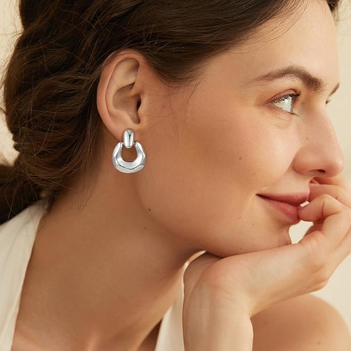 Clip on Earrings for Women Hypoallergenic Statement Retro Clip Earrings 14K Gold/Silver Plated Hoop Dangle Earrings 5A Cubic Zirconia Round Multiple Styles for Women Fashion Trendy Jewelry Gifts