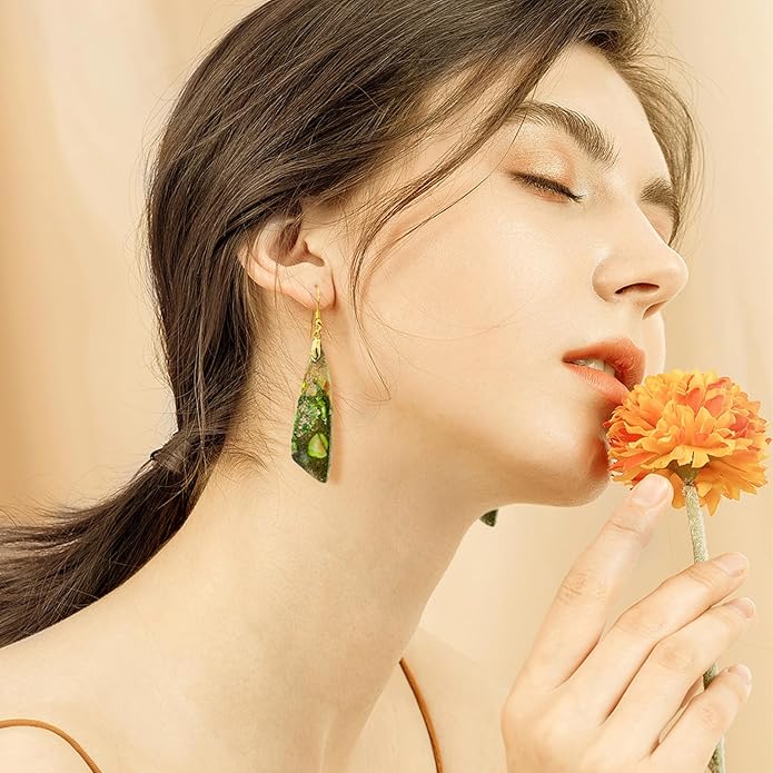 SELOVO Jasper Stone Earrings for Women Trendy Dangle Earrings Fishhook Drop Earrings