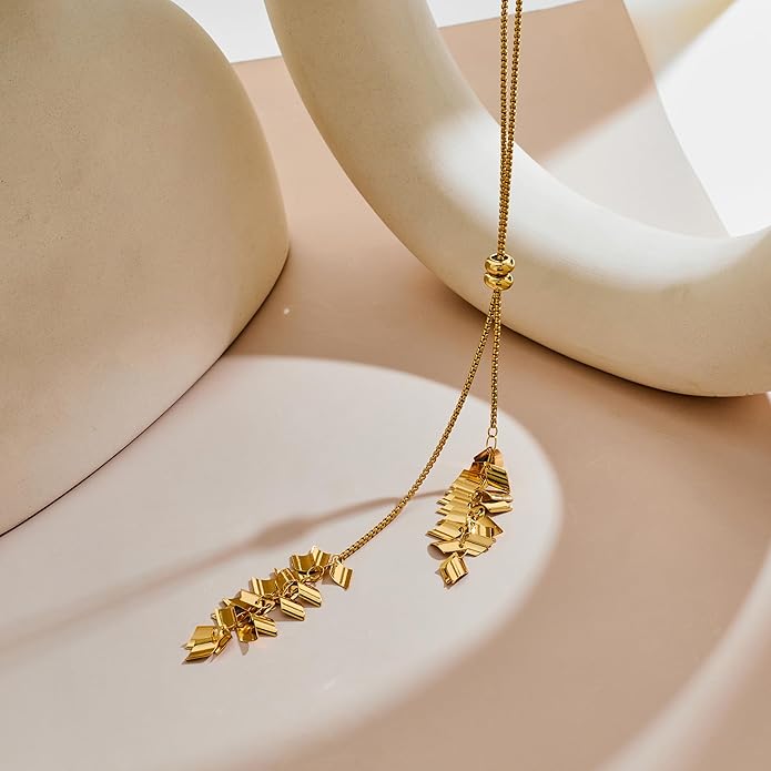 Gold Silver Necklace for Women Y Chain Adjustable Gold Long Necklaces Fashion Dainty Jewelry