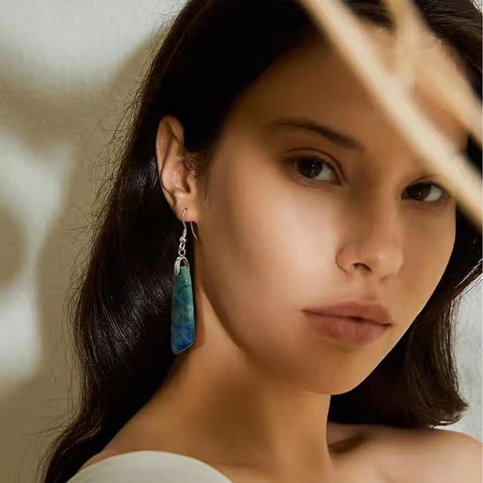 SELOVO Jasper Stone Earrings for Women Trendy Dangle Earrings Fishhook Drop Earrings