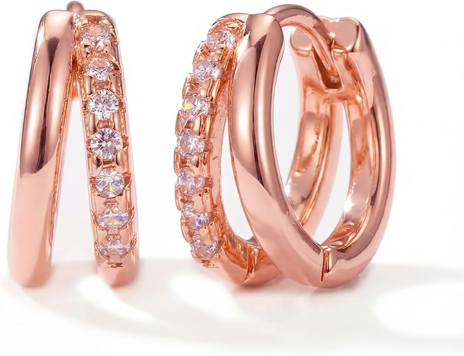 Gold Hoop Earrings for Women,14K Gold Plated Huggie Hoop Earrings for Gift