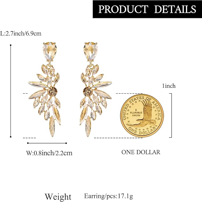 BriLove Women's Wedding Bridal Crystal Teardrop Multi Marquise Cluster Bling Dangle Earrings