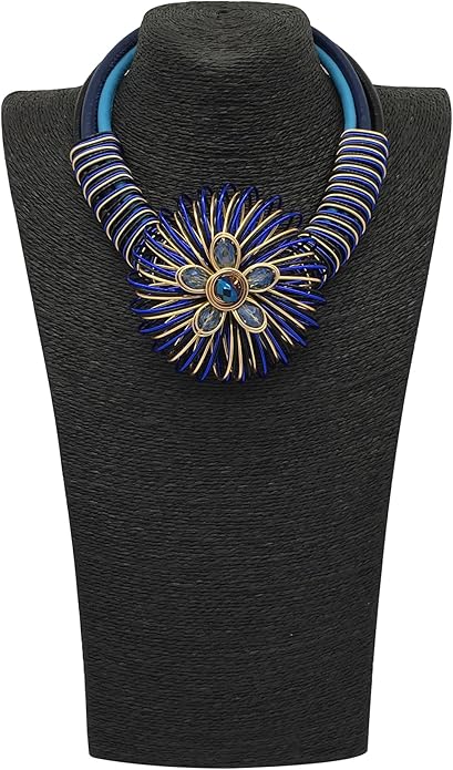 Statement African Necklace For Women African Jewelry Costume Earring Sets Tribal Fashion Colorful Big Rhinestone Crystal Pendent Collar Choker Bold Chunky Bib Handmade