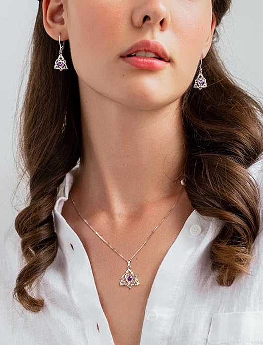 Starchenie Celtic Knot Dangle Earrings Sterling Silver Trinity Love Knot Leverback Earrings Gemstones Jewelry for Women