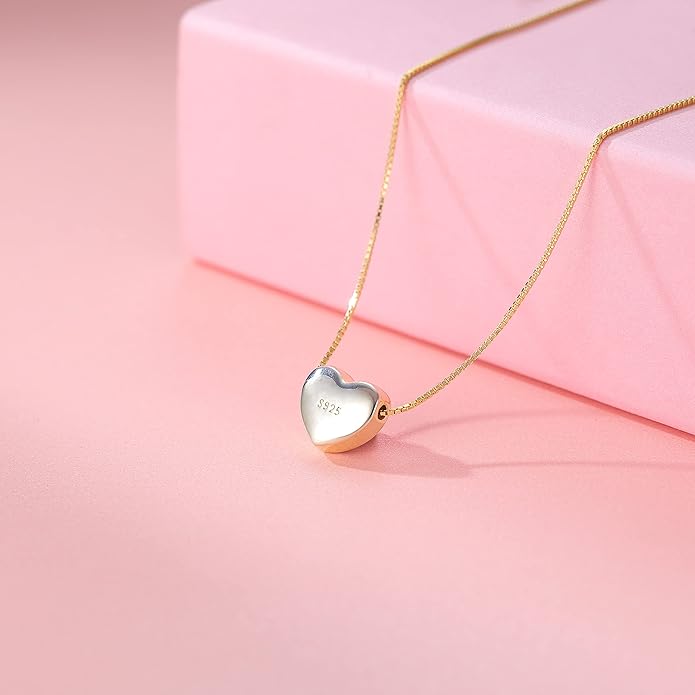 SLUYNZ Genuine 925 Sterling Silver Tiny Love Heart Pendant Necklace for Women Simple Sweet Heart Choker Necklace