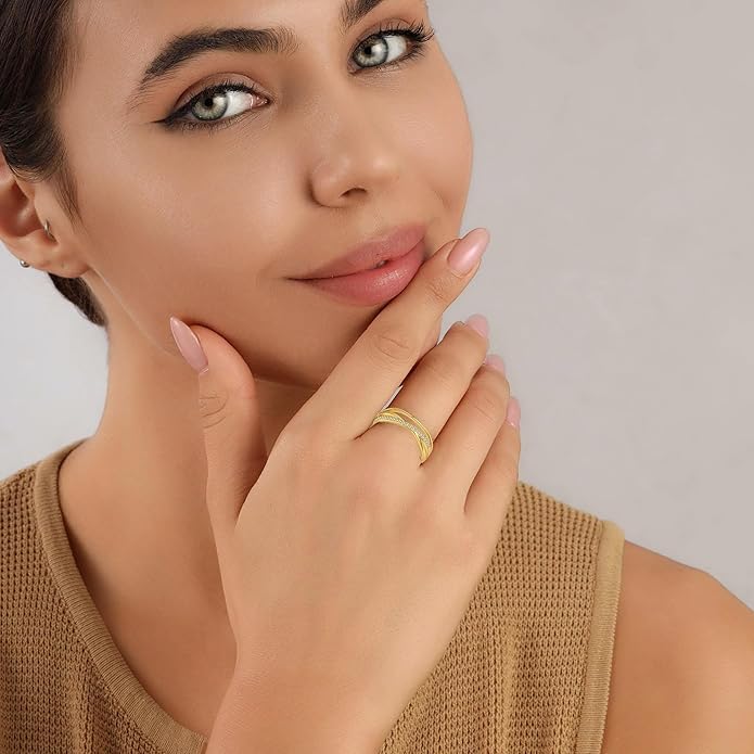 OOOPEL Sterling Silver Adjustable Ring S925 Silver Rings for Women Cubic Zirconia Twist Love Knot Dainty Ring Silver Minimalist Open Finger Rings Silver Thumb Sterling Silver Ring