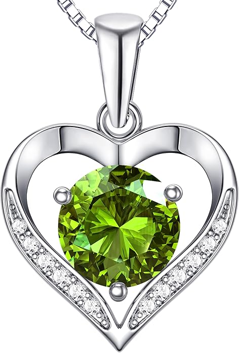 Heart Moissanite Birthstone Necklaces Anniversary/Birthday/Best Friend/Girlfriend/Wife Gifts for Her 925 Sterling Silver Pendant Necklace for Women