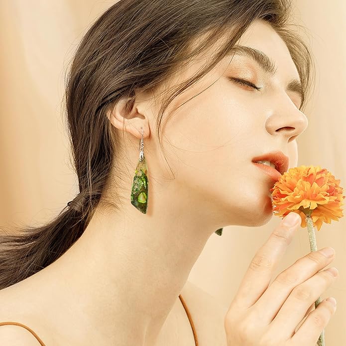SELOVO Jasper Stone Earrings for Women Trendy Dangle Earrings Fishhook Drop Earrings