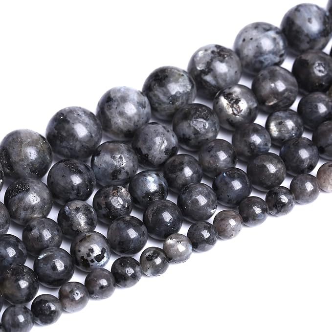 6mm 61pcs Natural Black Labradorite Stone Beads Round Larvikite Beads for Jewelry Making DIY Bracelet 15" Strand Wholesale (Black Larvikite Labradorite Beads, 6mm)
