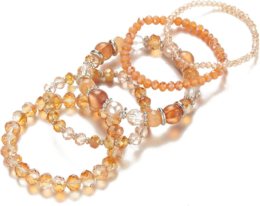 Noessla Beaded Boho Stretch Bracelet Colorful Stackable Crystal Beads Bracelets Trendy Costume Jewelry Mothers Day Gifts for Women