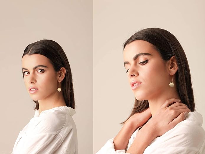 SOFYBJA Dainty 18K Gold Plated Disc Ball Triangle Sunburst Drop Earrings Long Dangle Lightweight Handmade Earrings Jewelry
