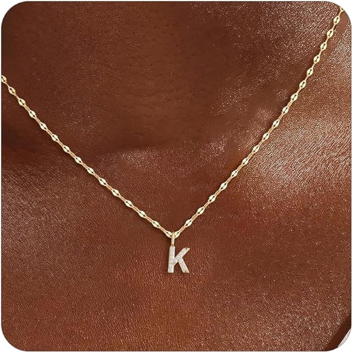 Initial Necklaces for Women,14K Gold Plated Necklaces, A-Z Letter Pendant Charm Necklace Trendy Dainty Hypoallergenic CZ Custom Personalized Name Necklace Gold Jewelry Birthday Christmas Gift for Her