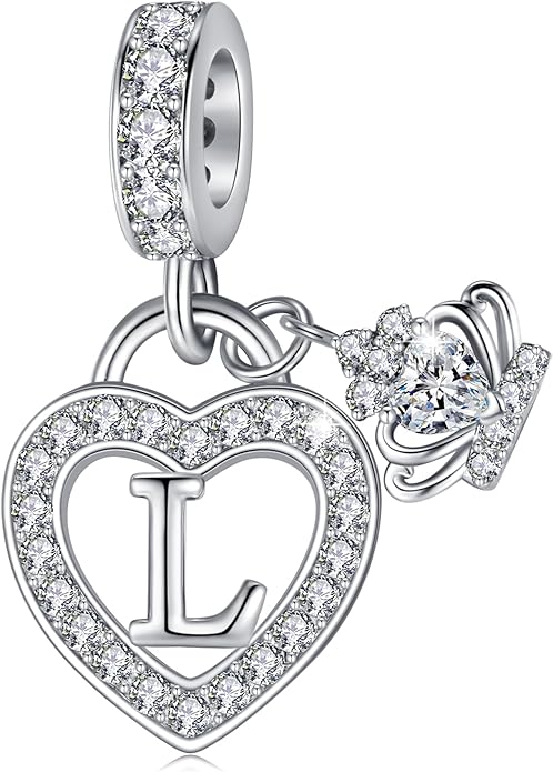 Letter Charms for Charms Bracelet: Silver Heart Alphabet Initial Dangle Charms Bead for Bracelets and Necklaces, Birthday Mother's Day Christmas Jewelry Gifts For Women