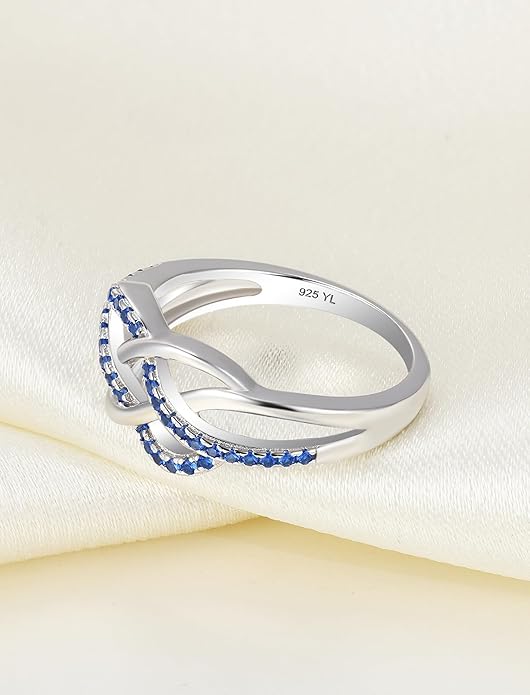 YL Celtic Knot Rings 925 Sterling Silver Twisted Knot Ring Birthstone Infinity Statement Jewelry for Women-size5