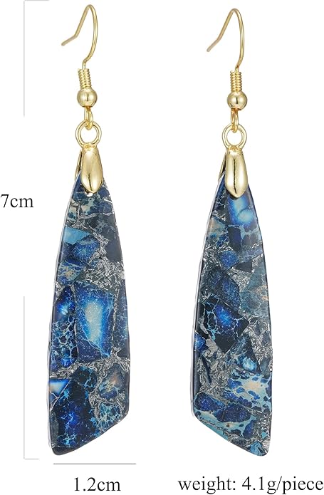 Boho Women Natural Stone Earrings Unique Healing Imperial Jasper Gemstone Energy Hypoallergenic Lightweight Dangle Drop Earrings Multiple Styles Earrings Jewelry for Birthday Party Gift