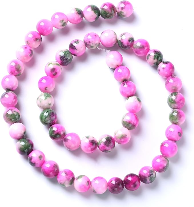 12MM 32PCS Pink Green Persian Jade Spacer Loose Beads for Jewelry Making DIY Bracelet Necklace