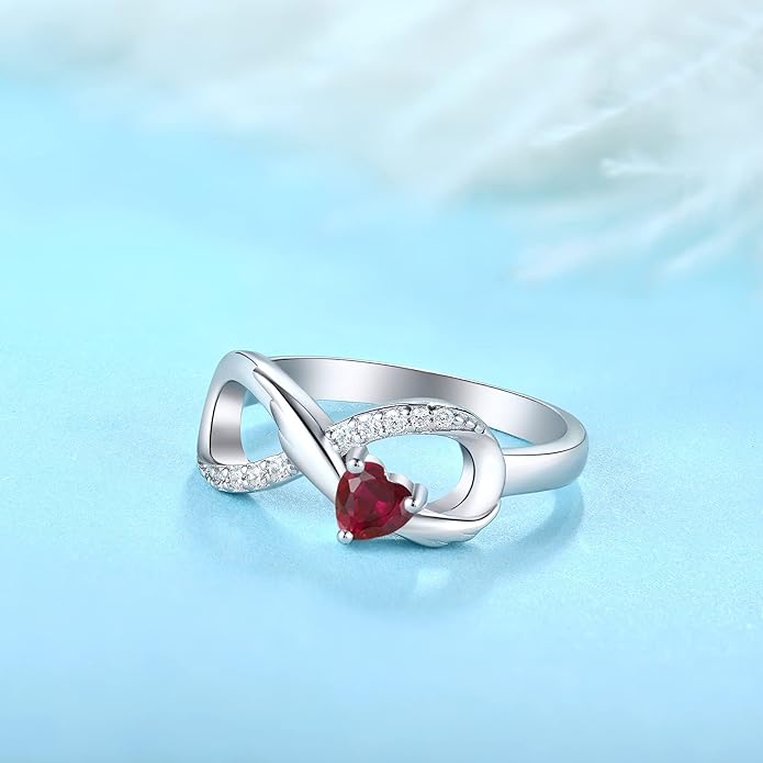 STARCHENIE Infinity Promise Ring 925 Sterling Silver Angel Wings Heart Ring for Women Size 5-10