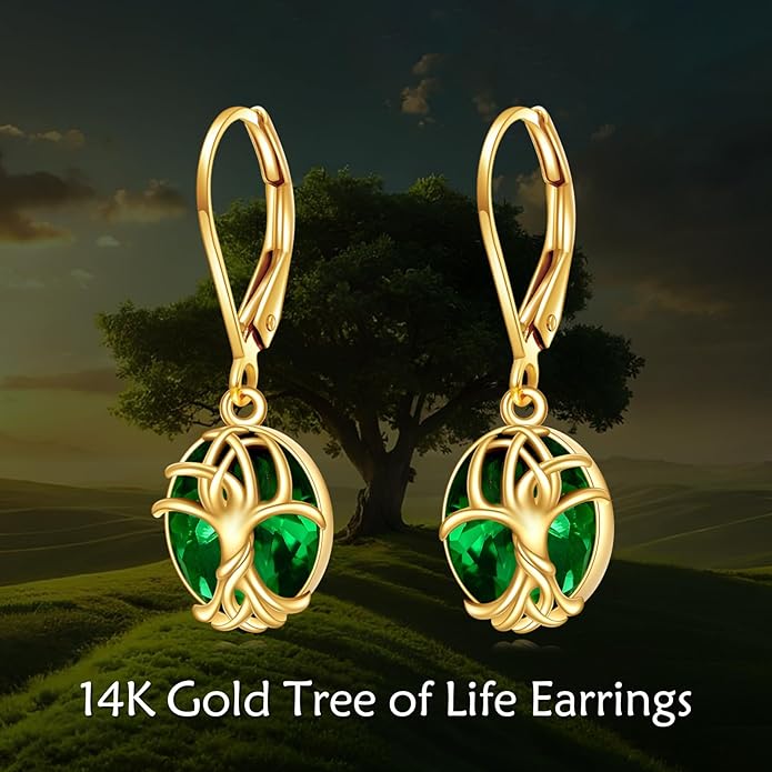 DOVRAN 10K 14K Solid Gold Leverback Earrings for Women Real Yellow Gold Filigree Dangle Earrings Trendy Jewelry Birthday Christmas Gifts for Wife Mom