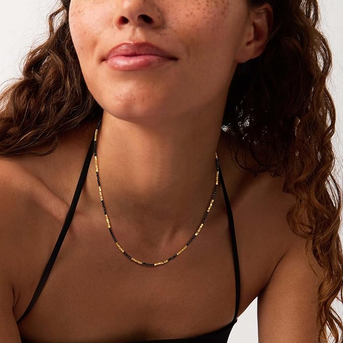 MTMY Beaded Gemstone Choker Necklace for Women, 14K Gold Plated Boho Colorful Natural Stone Bead Chain Necklace Summer Beach Handmade Jewelry