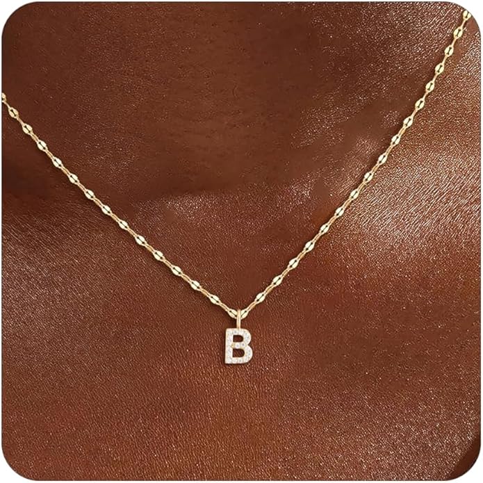 Initial Necklaces for Women,14K Gold Plated Necklaces, A-Z Letter Pendant Charm Necklace Trendy Dainty Hypoallergenic CZ Custom Personalized Name Necklace Gold Jewelry Birthday Christmas Gift for Her