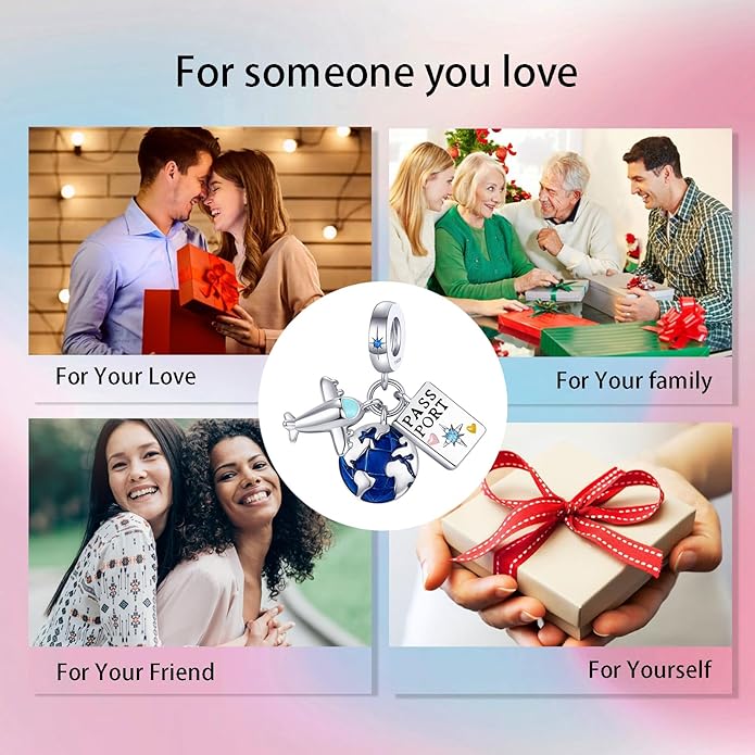Birthday Fashion Love Heart Dangle Charm 925 Sterling Silver Charms fits Bracelets and Necklace Pendant Bead Charms Jewelry Present for Women Family Friends