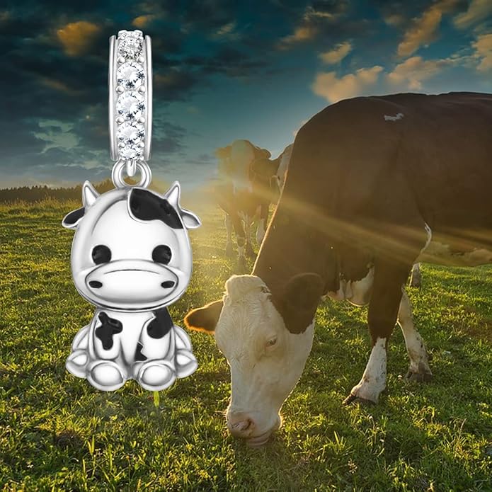 PROESS Sterling Silver/Red Panda/Cow/Highland Cow/Otter/Squirrel/Elephant/Axolotl/Cat/Fox/Bee/Butterfly/Hummingbird/Tiger/Lion/Mokeny/Koala/Dog Charm Animal Charms Bead for Jewelry Making