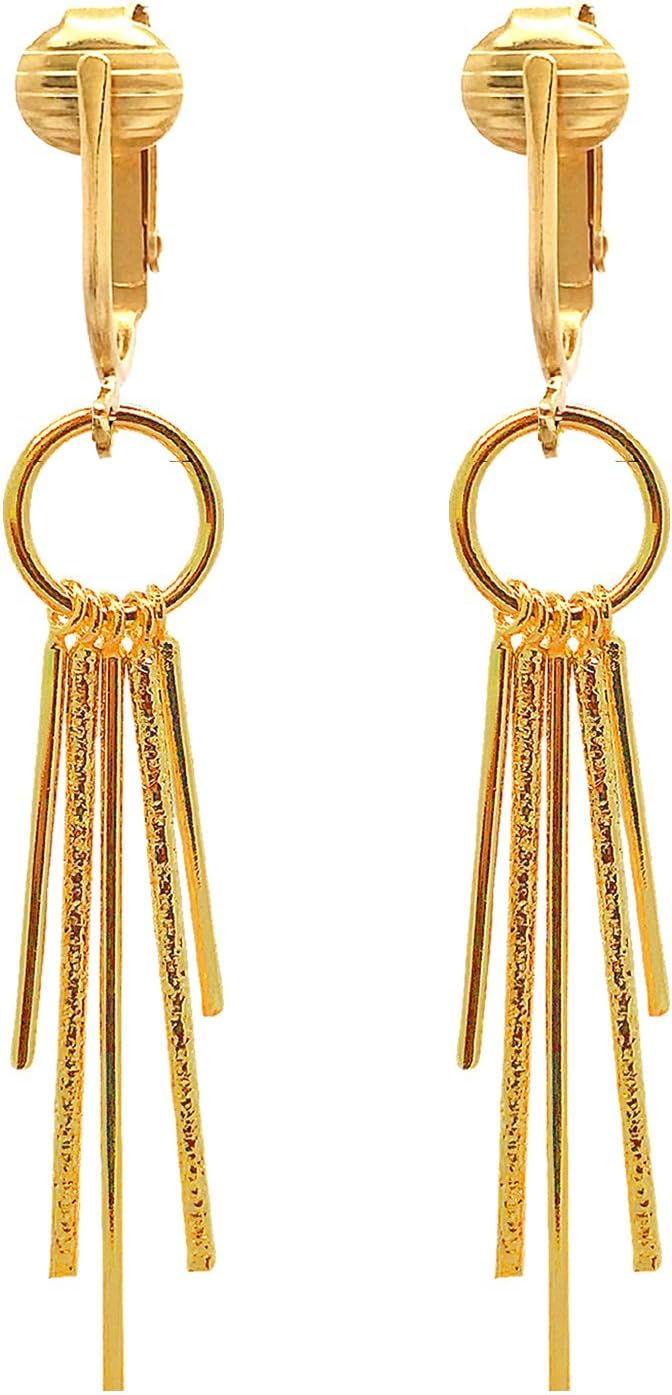 Aloha Earrings Gold Tone Non Pierced Clip On Dangling Earrings