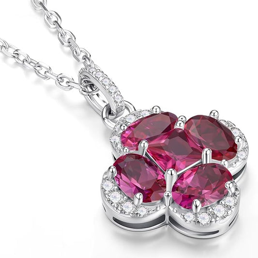 Iefil Valentines Day Gifts for Her - 925 Sterling Silver Birthstone Clover Necklace for Women, Anniversary Birthday Gifts for Wife Girlfriend Mom Daughter