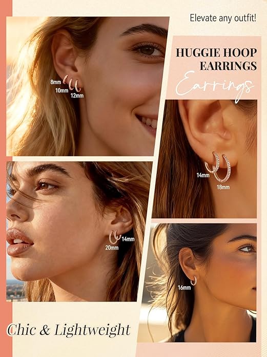 FaithHeart Sterling Silver Hoop Earrings for Women, Hypoallergenic Huggie Hoop Earrings Lightweight Small Cartilage Earrings Hoop Earring Dainty Everyday Earrings 6/8/10/12/14/15/16/18/20mm