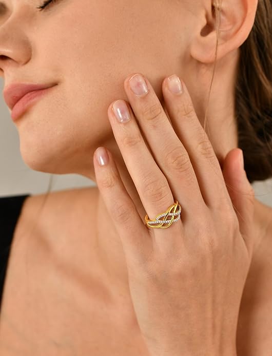 YL Celtic Knot Rings 925 Sterling Silver Twisted Knot Ring Birthstone Infinity Statement Jewelry for Women-size5