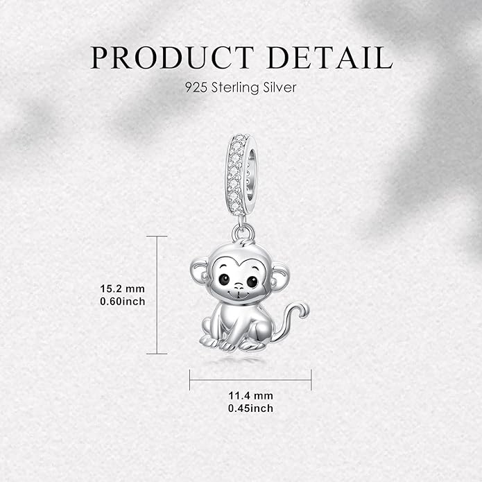 PROESS Sterling Silver/Red Panda/Cow/Highland Cow/Otter/Squirrel/Elephant/Axolotl/Cat/Fox/Bee/Butterfly/Hummingbird/Tiger/Lion/Mokeny/Koala/Dog Charm Animal Charms Bead for Jewelry Making