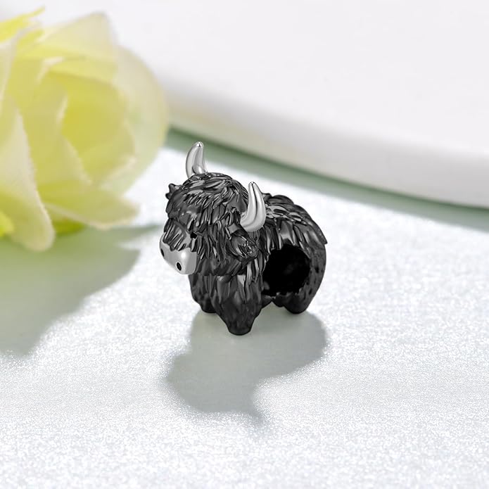 Highland Cow Charm 925 Sterling Silver Cow Charms for Bracelets Cow Jewelry Highland Cow Jewelry Gifts