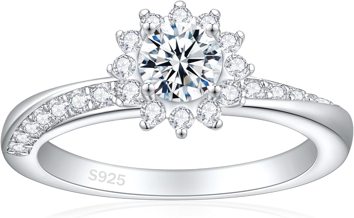 Elspeth 925 Sterling Silver Engagement Ring for Women Oval/Radiant/Pear/Princess/RoundCut Cubic Zirconia Promise Ring Size 4-10