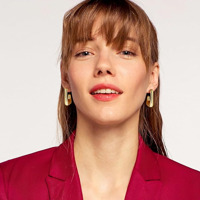 9 Pairs Chunky Gold Earrings Set for Women Trendy Lightweight Gold Plated Hoop Earrings Hypoallergenic Jewelry