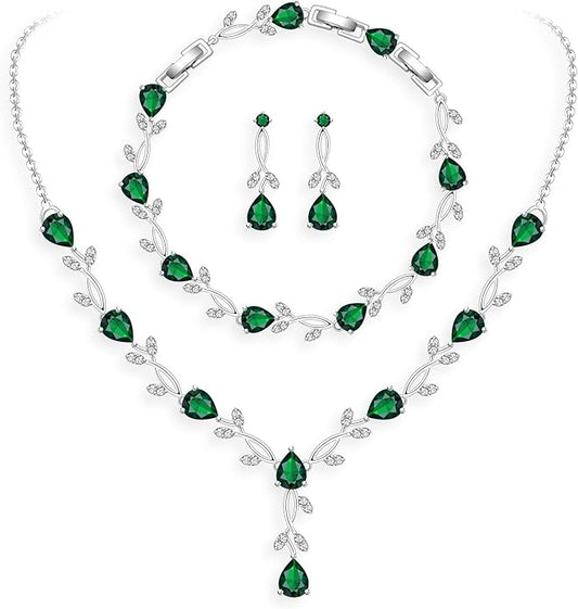 GZWHD Wedding Jewelry Sets for Bride Bridesmaid Women Cubic Zirconia Necklace Earrings Bracelet Set Gift for Mother Friend Wife Daughter Sister Party Prom Jewelry