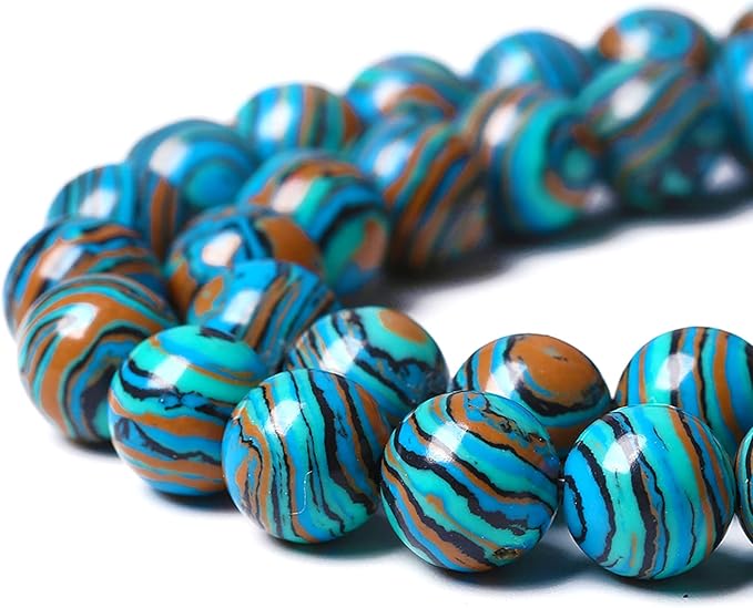 61PCS 6mm Natural Blue Malachite Stone Beads Round Loose Gemstone Beads for Jewelry Making DIY Bracelet Necklace 15 Inch,Energy Stone Healing Power