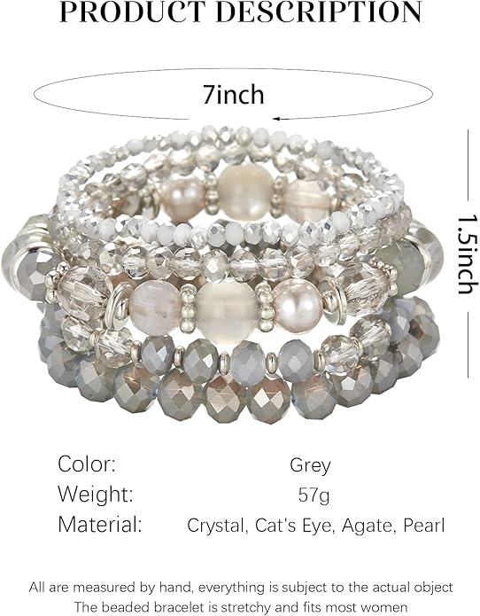 Noessla Beaded Boho Stretch Bracelet Colorful Stackable Crystal Beads Bracelets Trendy Costume Jewelry Mothers Day Gifts for Women