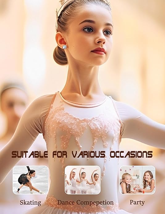 FIBO STEEL Clip on Halo Earrings Rhinestone Earrings Crystal Earrings for Women Round Acrylic Stone Inside Dance Competitions Stage Opera Performance Wedding Party Jewelry