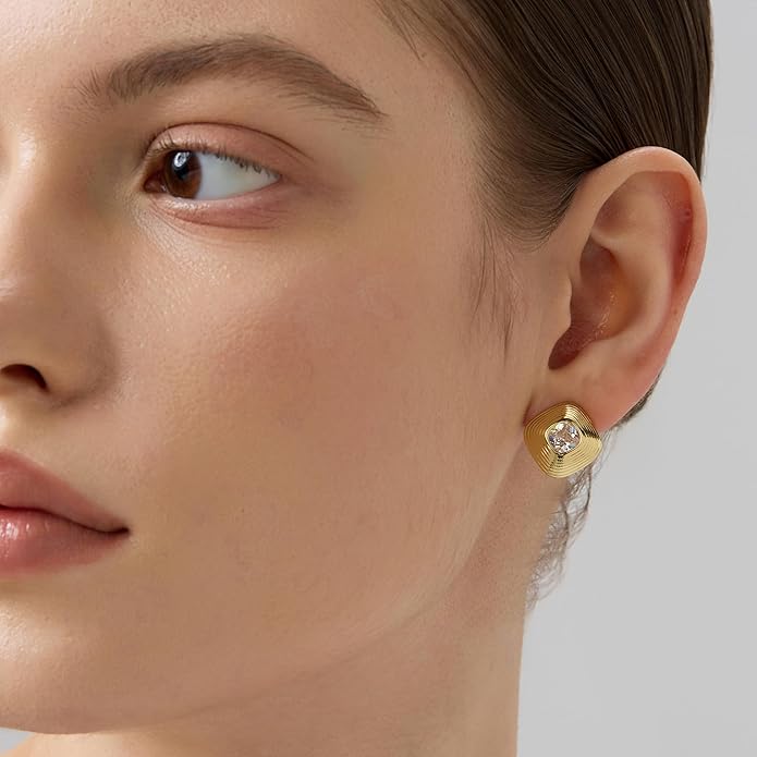 18K Gold Plated Huggie Hoop Earrings for Women, 925 Sterling Silver Post, Hypoallergenic Small Earrings