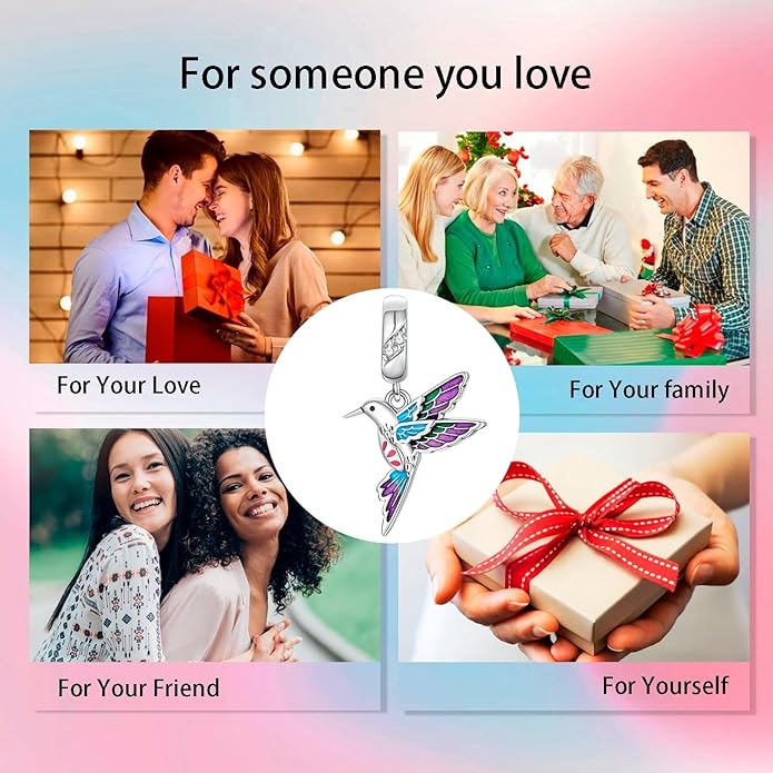 Birthday Fashion Love Heart Dangle Charm 925 Sterling Silver Charms fits Bracelets and Necklace Pendant Bead Charms Jewelry Present for Women Family Friends