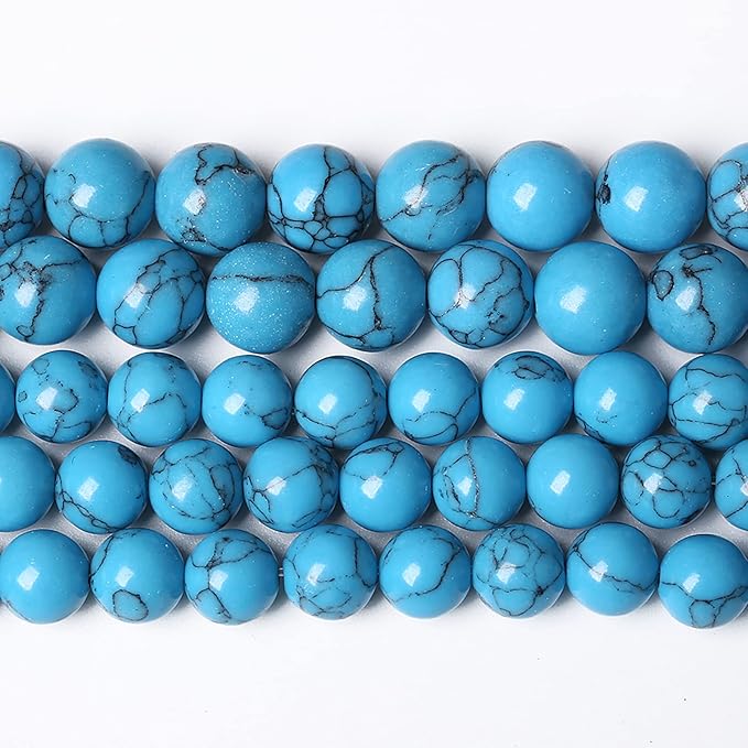 32PCS 12mm Natural Stone Beads Blue Turquoise Round Loose Gemstone Beads for Jewelry Making DIY Bracelet Necklace 15 Inch,Energy Stone Healing Power