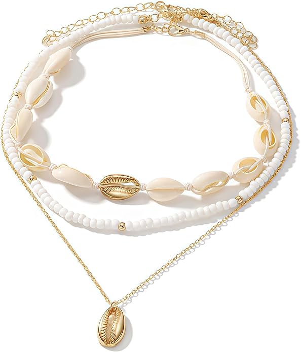Nackiy Handmade Sea Shell Necklace for Women Summer Adjustable Natural Shell Collar Necklace