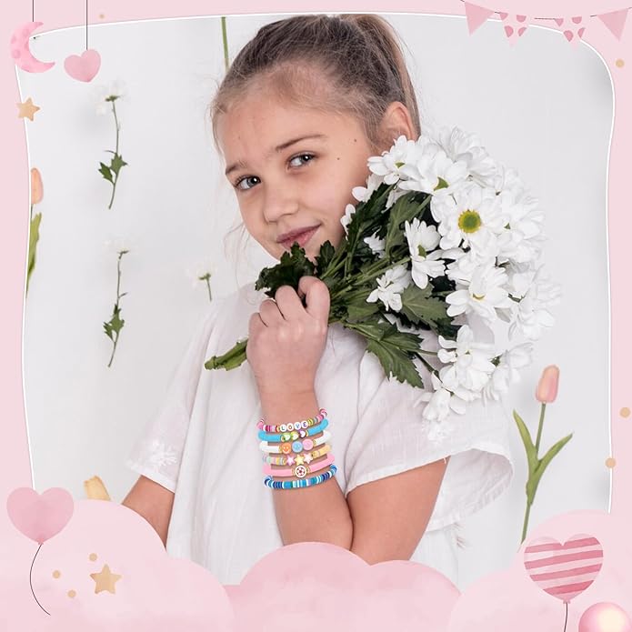 Artlunar 6-Pack Valentine's Day Friendship Bracelets for Teen Girls - Handmade Charms Hearts Stars Bohemian Beads - Birthday Holiday Charm Jewelry Gift