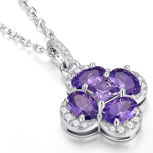 Iefil Valentines Day Gifts for Her - 925 Sterling Silver Birthstone Clover Necklace for Women, Anniversary Birthday Gifts for Wife Girlfriend Mom Daughter